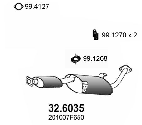 ASSO Средний глушитель выхлопных газов 32.6035