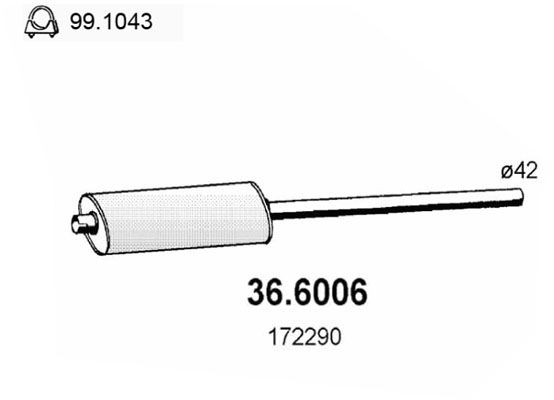 ASSO Средний глушитель выхлопных газов 36.6006