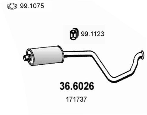 ASSO Средний глушитель выхлопных газов 36.6026