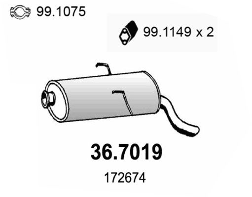 ASSO Глушитель выхлопных газов конечный 36.7019