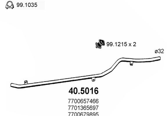 ASSO Труба выхлопного газа 40.5016