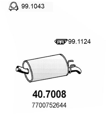 ASSO Глушитель выхлопных газов конечный 40.7008