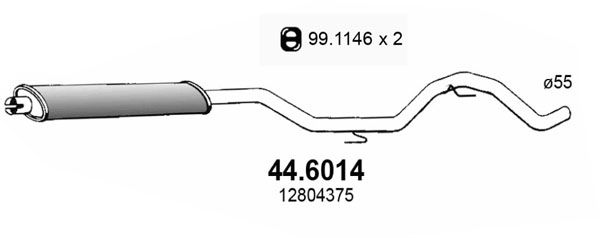 ASSO Средний глушитель выхлопных газов 44.6014