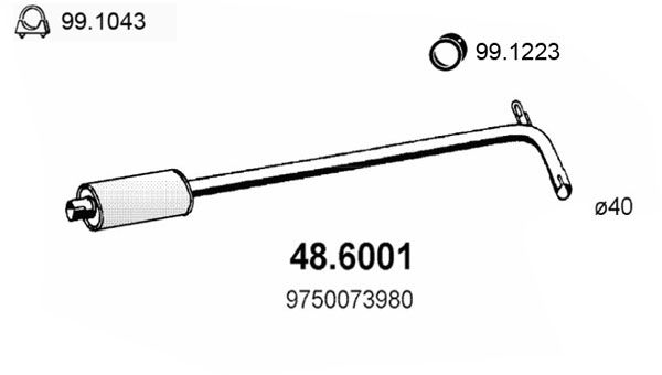 ASSO Средний глушитель выхлопных газов 48.6001