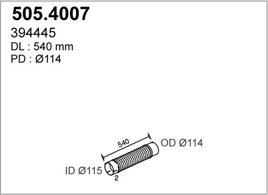 ASSO Гофрированная труба, выхлопная система 505.4007