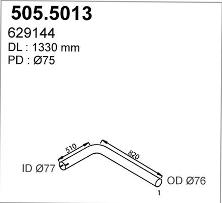 ASSO Труба выхлопного газа 505.5013