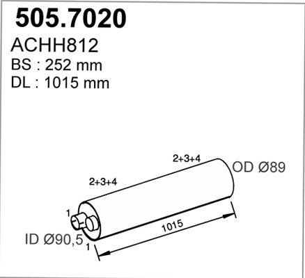 ASSO Средний / конечный глушитель ОГ 505.7020