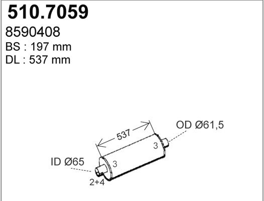 ASSO Средний / конечный глушитель ОГ 510.7059