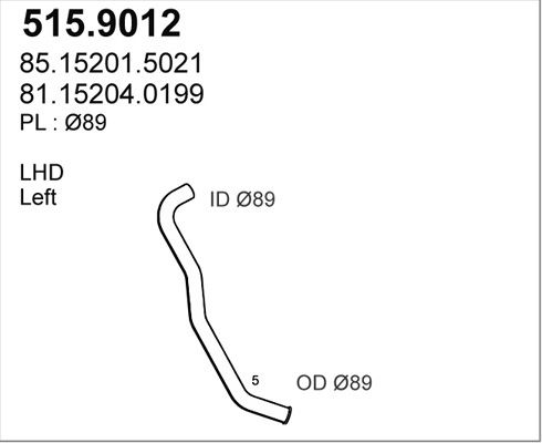 ASSO Труба выхлопного газа 515.9012