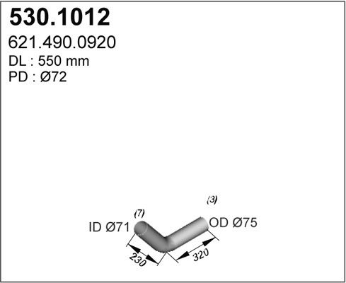 ASSO Труба выхлопного газа 530.1012