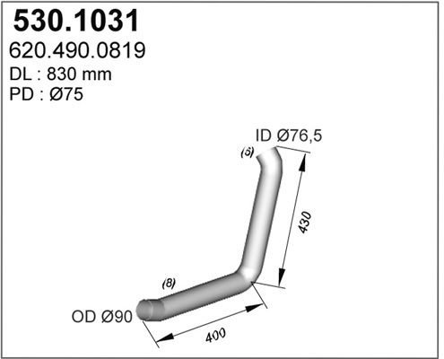 ASSO Труба выхлопного газа 530.1031
