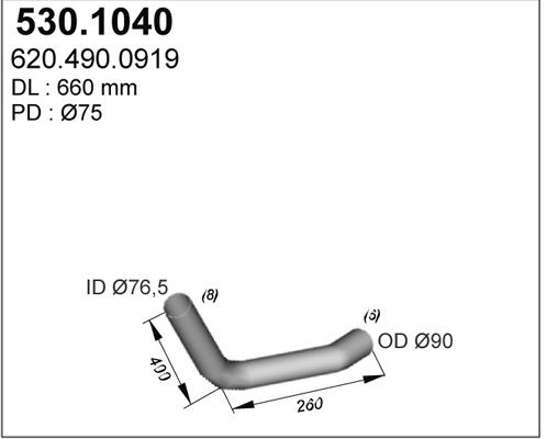 ASSO Труба выхлопного газа 530.1040