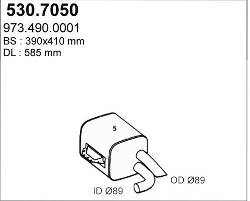 ASSO Средний / конечный глушитель ОГ 530.7050