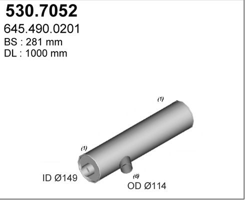 ASSO Средний / конечный глушитель ОГ 530.7052