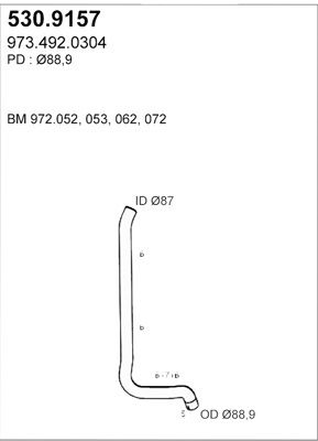 ASSO Труба выхлопного газа 530.9157