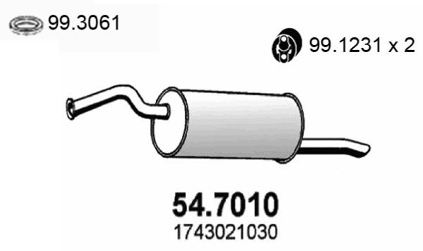 ASSO Глушитель выхлопных газов конечный 54.7010