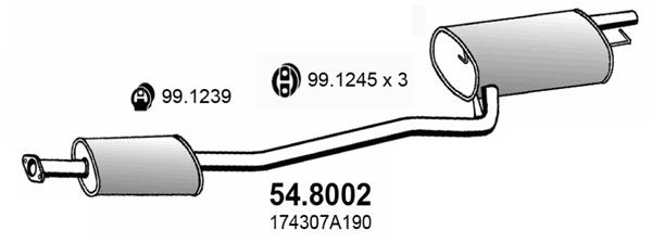 ASSO Средний / конечный глушитель ОГ 54.8002