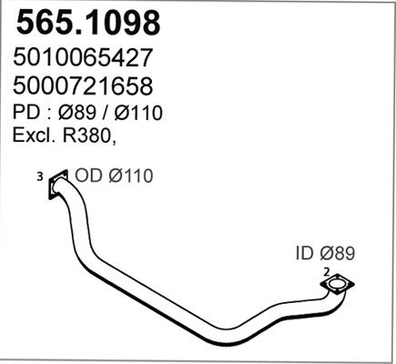 ASSO Труба выхлопного газа 565.1098