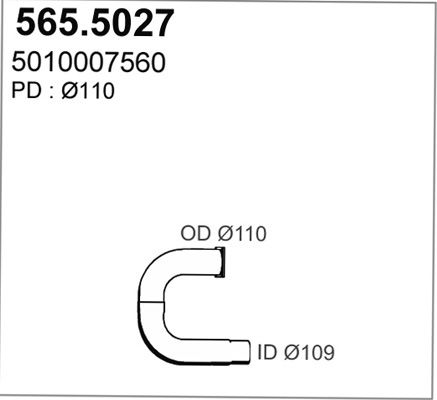 ASSO Труба выхлопного газа 565.5027