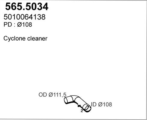 ASSO Труба выхлопного газа 565.5034