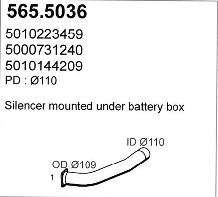 ASSO Труба выхлопного газа 565.5036