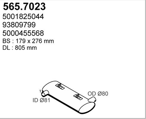 ASSO Средний / конечный глушитель ОГ 565.7023