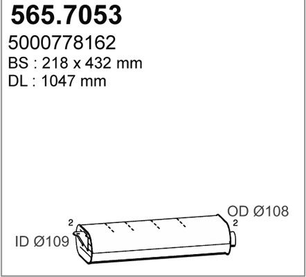 ASSO Средний / конечный глушитель ОГ 565.7053
