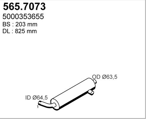 ASSO Средний / конечный глушитель ОГ 565.7073