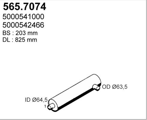 ASSO Средний / конечный глушитель ОГ 565.7074