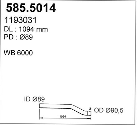 ASSO Труба выхлопного газа 585.5014