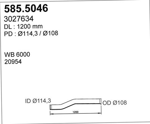 ASSO Труба выхлопного газа 585.5046