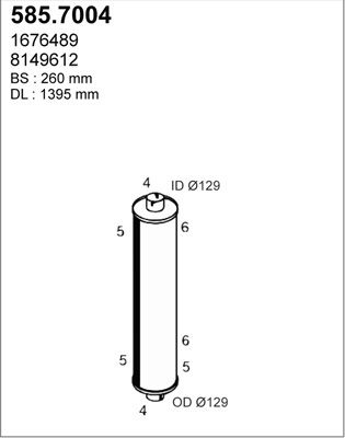 ASSO Средний / конечный глушитель ОГ 585.7007