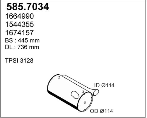 ASSO Средний / конечный глушитель ОГ 585.7034