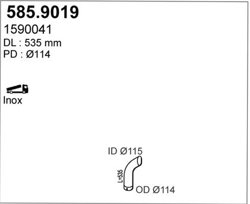 ASSO Труба выхлопного газа 585.9019