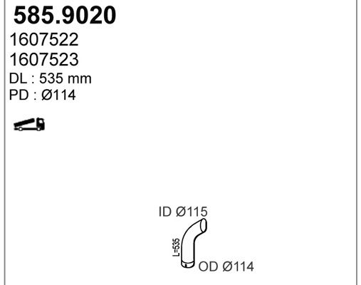 ASSO Труба выхлопного газа 585.9020
