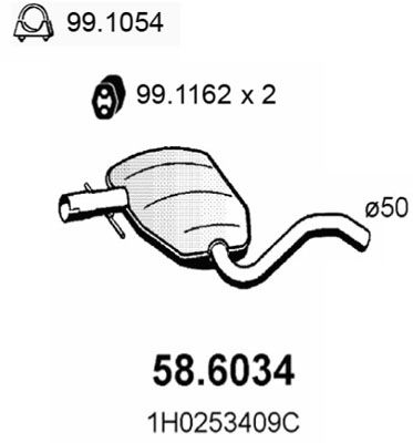 ASSO Средний глушитель выхлопных газов 58.6034