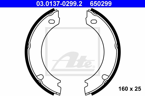 ATE Комплект тормозных колодок, стояночная тормозная с 03.0137-0299.2