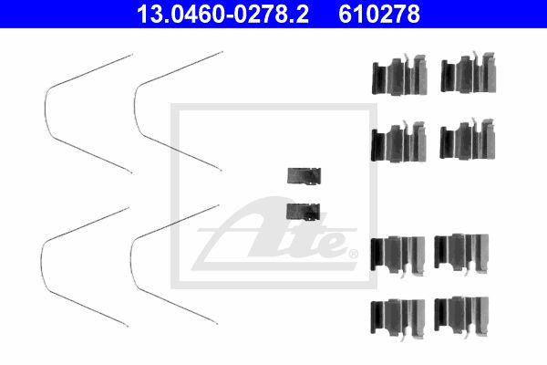 ATE Комплектующие, колодки дискового тормоза 13.0460-0278.2