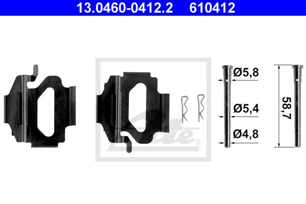 ATE Комплектующие, колодки дискового тормоза 13.0460-0412.2