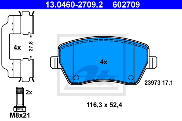 ATE Комплект тормозных колодок, дисковый тормоз 13.0460-2709.2