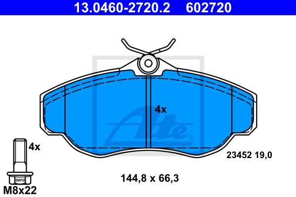 ATE Комплект тормозных колодок, дисковый тормоз 13.0460-2720.2