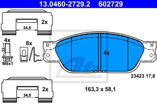 ATE Комплект тормозных колодок, дисковый тормоз 13.0460-2729.2