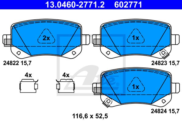 ATE Комплект тормозных колодок, дисковый тормоз 13.0460-2771.2