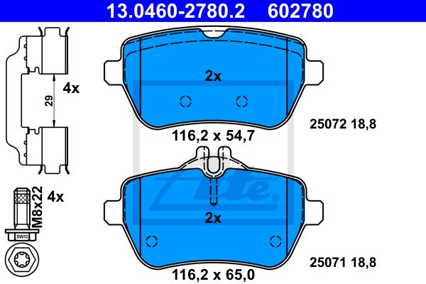 ATE Комплект тормозных колодок, дисковый тормоз 13.0460-2780.2