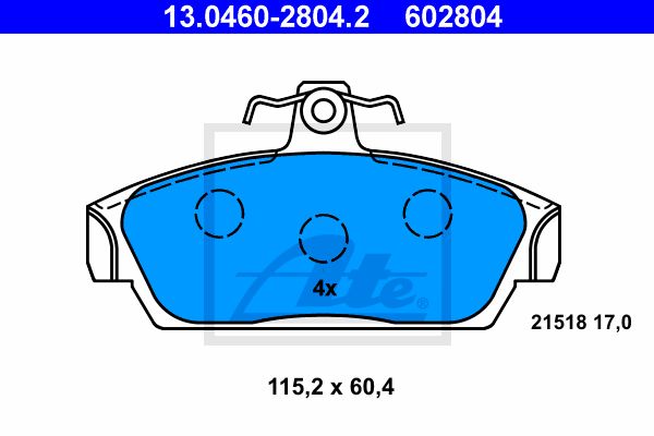 ATE Комплект тормозных колодок, дисковый тормоз 13.0460-2804.2