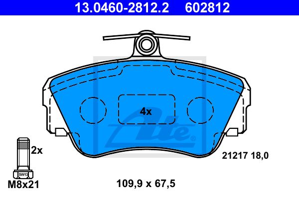 ATE Комплект тормозных колодок, дисковый тормоз 13.0460-2812.2