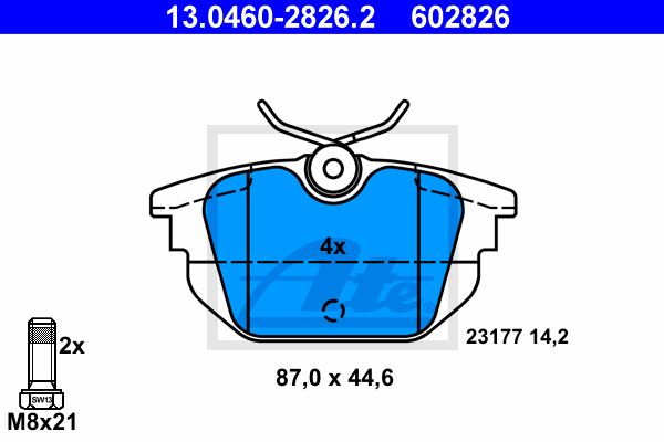 ATE Комплект тормозных колодок, дисковый тормоз 13.0460-2826.2