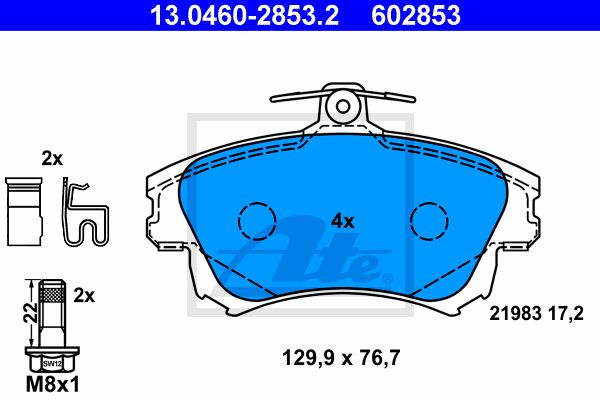 ATE Комплект тормозных колодок, дисковый тормоз 13.0460-2853.2
