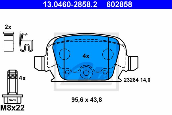 ATE Комплект тормозных колодок, дисковый тормоз 13.0460-2858.2
