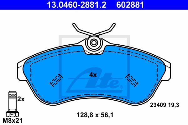 ATE Комплект тормозных колодок, дисковый тормоз 13.0460-2881.2